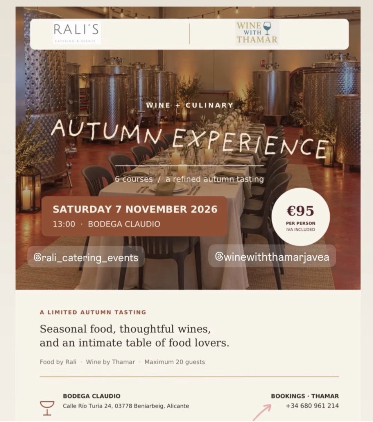 🍂 Autumn Experience: een culinaire herfstbeleving in Beniarbeig!